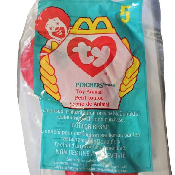 1998 McDonalds TY Teenie Beanie Babies Pinchers 5 New in Package - Picture 1 of 2